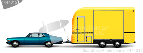 Image of blue car and camper van