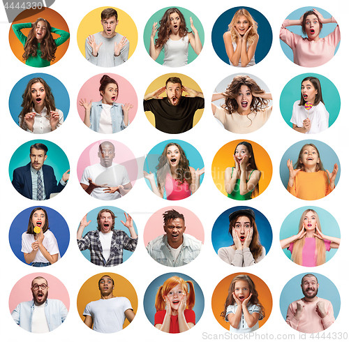 Image of The collage of surprised people