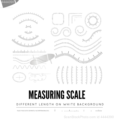 Image of Measuring rulers of different scale, length and shape. Vector elements