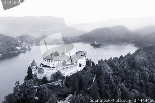 Image of Medieval castle on Bled lake in Slovenia