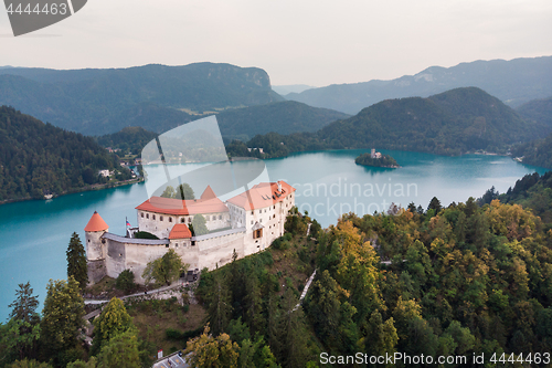 Image of Medieval castle on Bled lake in Slovenia