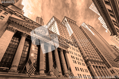 Image of Exterior of New york Stock Exchange, Wall street, lower Manhattan, New York City, USA.