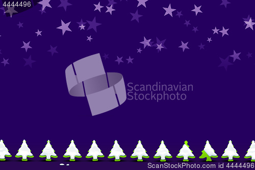 Image of Christmas decoration night background with row of snow covered f