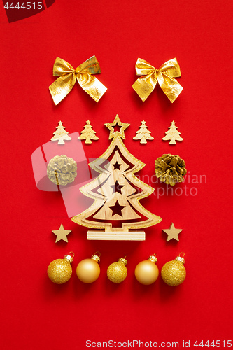 Image of Christmas decoration on red background