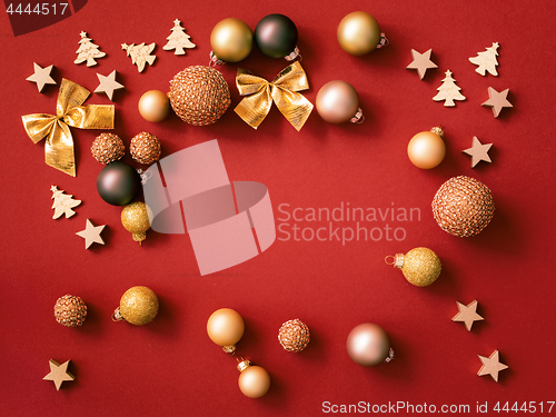 Image of Christmas decoration on red background