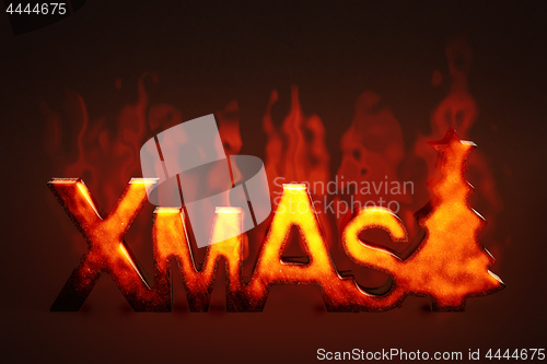 Image of burning wooden xmas sign