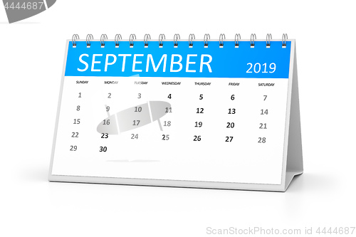 Image of table calendar 2019 september