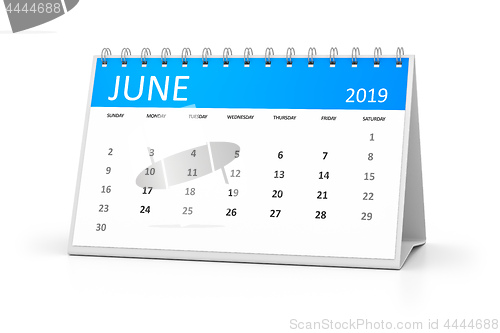 Image of table calendar 2019 june