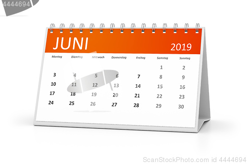 Image of table calendar 2019 june german language