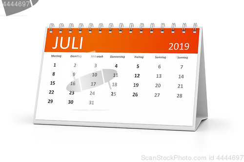 Image of table calendar 2019 july german language