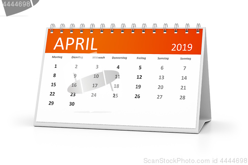 Image of table calendar 2019 april german language