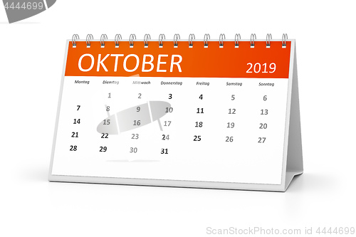 Image of table calendar 2019 october german language