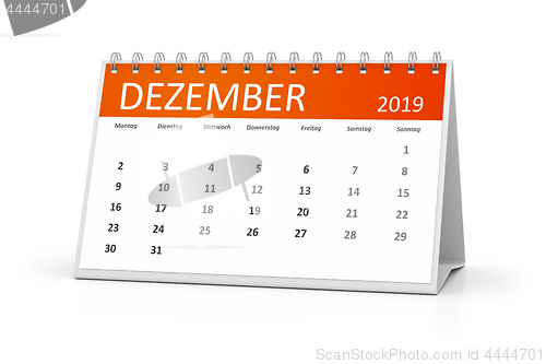 Image of table calendar 2019 december german language