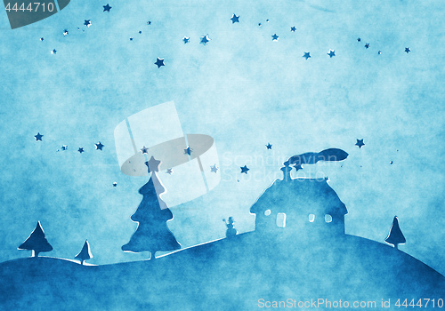 Image of blue christmas background watercolors