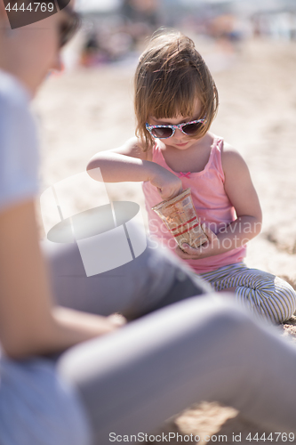 Image of Mom and daughter on the beach