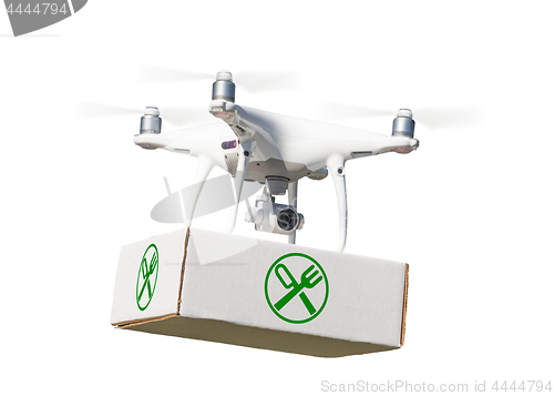 Image of Unmanned Aircraft System (UAV) Quadcopter Drone Carrying Package