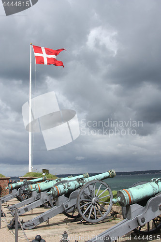 Image of Cannons outside  Kronborg castle pointing at Øresund