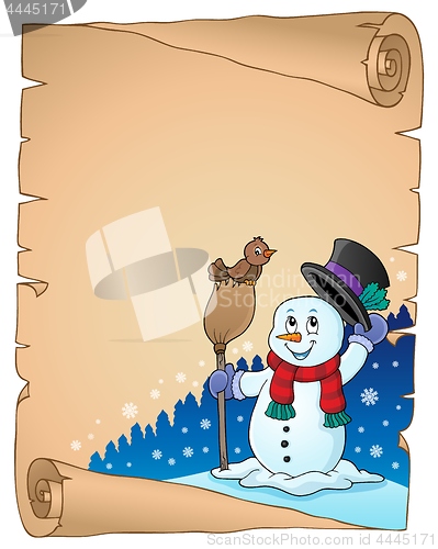 Image of Winter snowman subject parchment 1