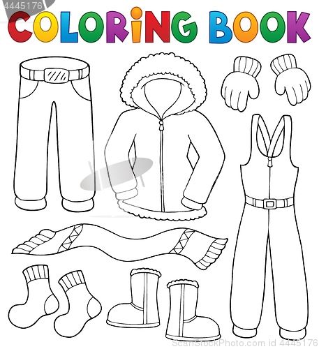 Image of Coloring book winter clothes topic set 1