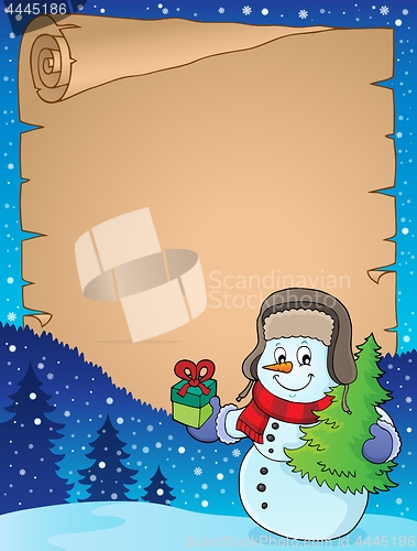 Image of Christmas snowman subject parchment 1