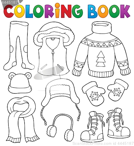 Image of Coloring book winter clothes topic set 2