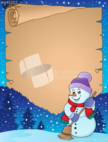 Image of Winter snowman subject parchment 4