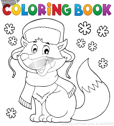 Image of Coloring book winter fox theme 1