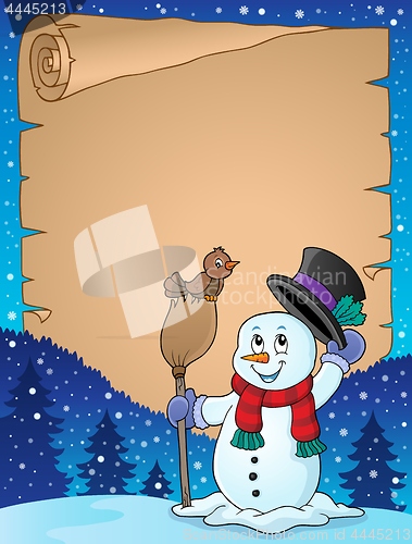 Image of Winter snowman subject parchment 3