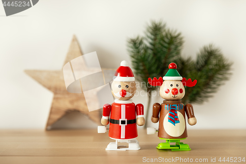Image of Christmas figures reindeer Santa Claus toys