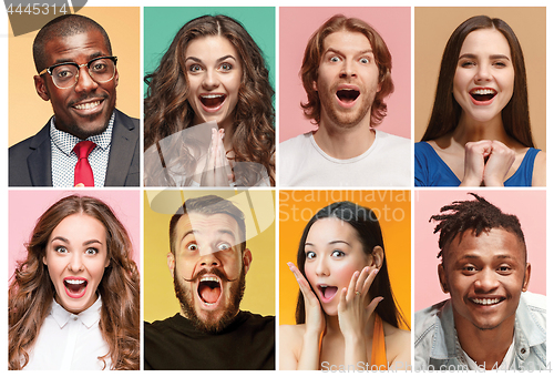 Image of The collage of surprised people