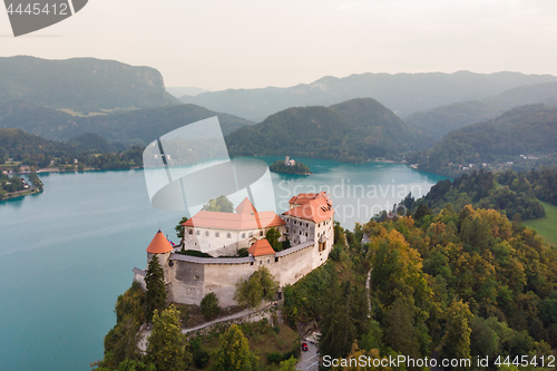 Image of Medieval castle on Bled lake in Slovenia