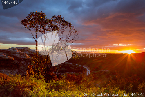 Image of Mountain ridge sunset