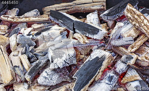 Image of Wood fire, texture embers after a fire