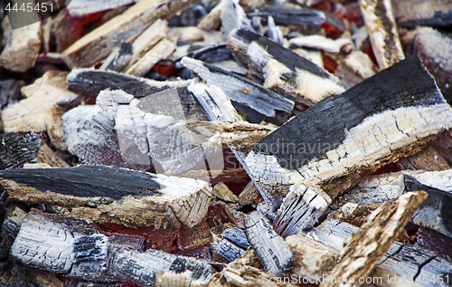 Image of Wood fire, texture embers after a fire