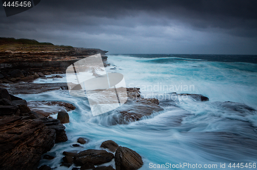 Image of Wild weather at Cape Banks rocky escarpment