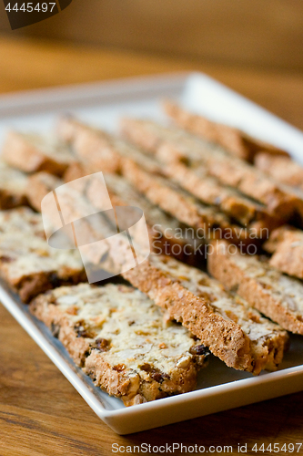 Image of Fresh cookies on white plate.