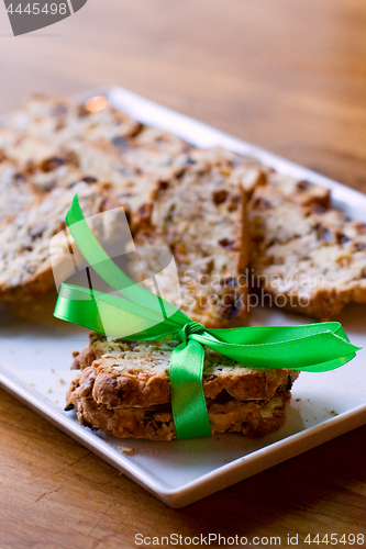 Image of Fresh cookies on white plate.