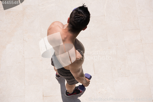 Image of man doing morning exercises