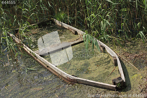 Image of Old half-sunken boat