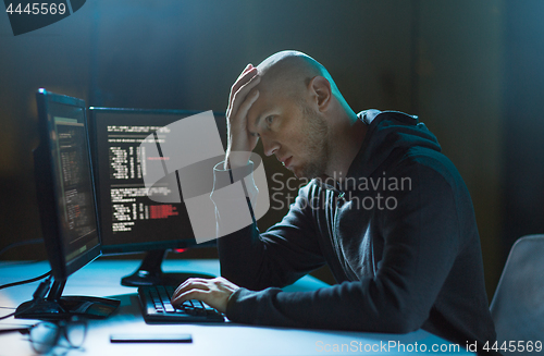 Image of hacker having problem with computer cyber attack