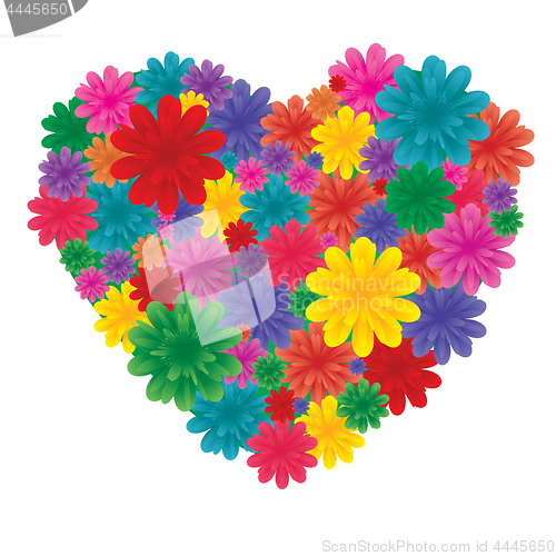 Image of Valentine heart, decorated with flowers
