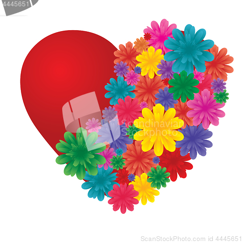 Image of Valentine heart, decorated with flowers