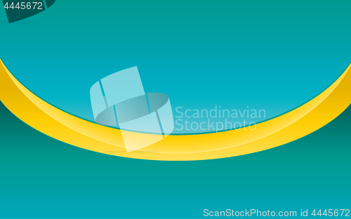 Image of Simple abstract blue background with yellow ribbon