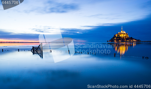 Image of Mont-Saint-Michel blue sunset