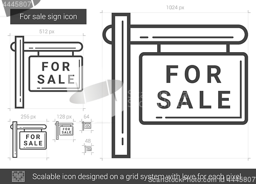 Image of For sale sign line icon.