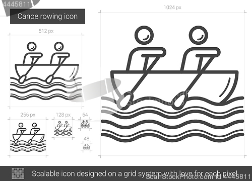 Image of Canoe rowing line icon.