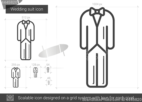 Image of Wedding suit line icon.