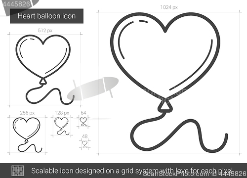 Image of Heart balloon line icon.