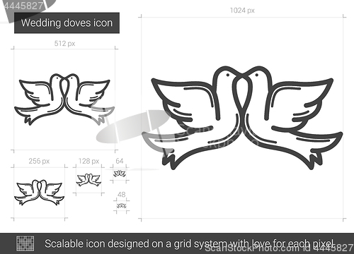 Image of Wedding doves line icon.