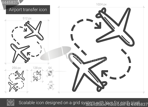 Image of Airport transfer line icon.